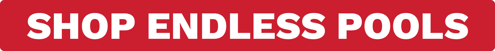 Red banner with rounded corners reading 'SHOP ENDLESS POOLS' in bold white letters.